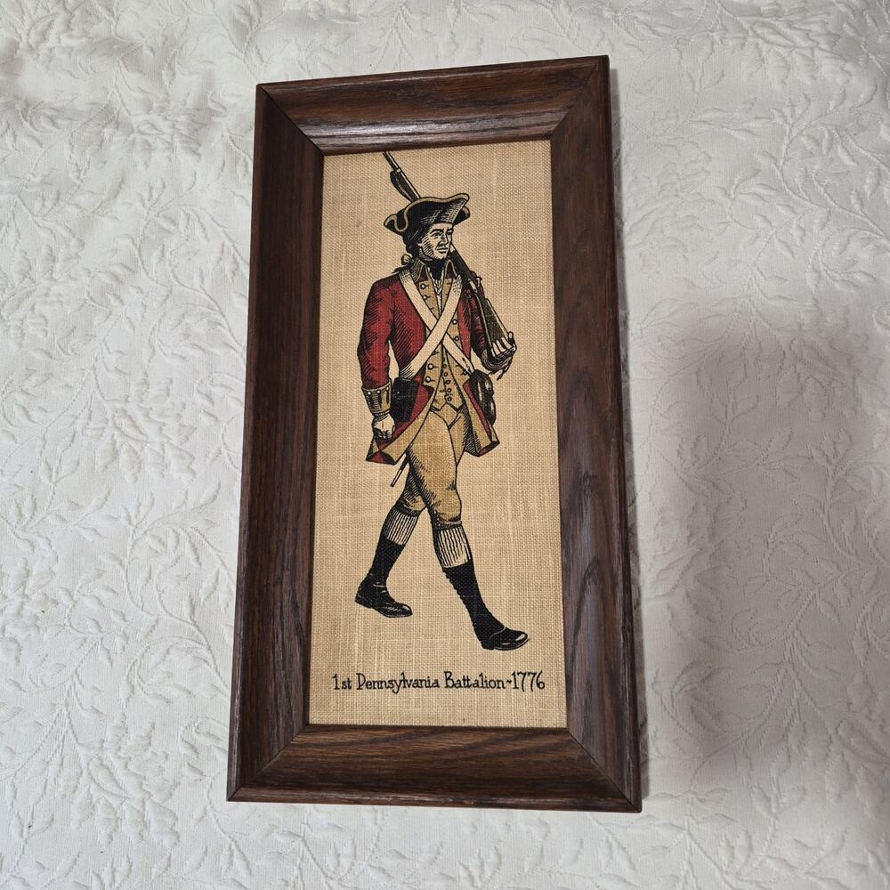 Vintage Framed Linen Art Pennsylvania Battalion 1776